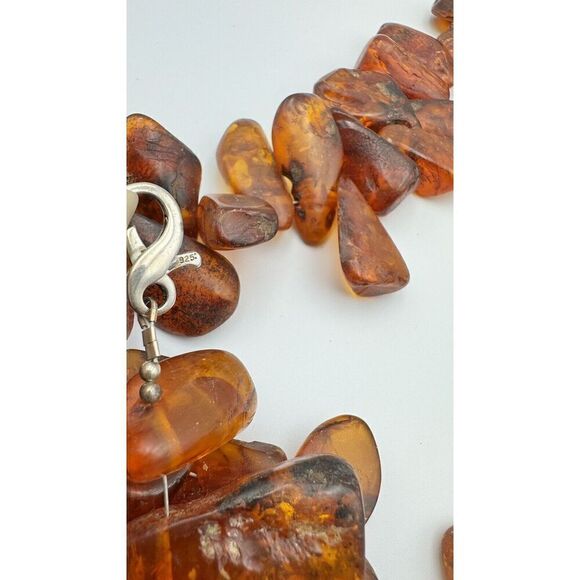 Antique Baltic Amber Cognac X Large Nuggets 30” Necklace Natural Raw 223g .925 - Picture 2 of 16